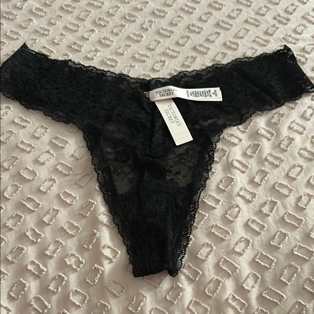 Victoria's Secret Black Lace Panties Floral Trim